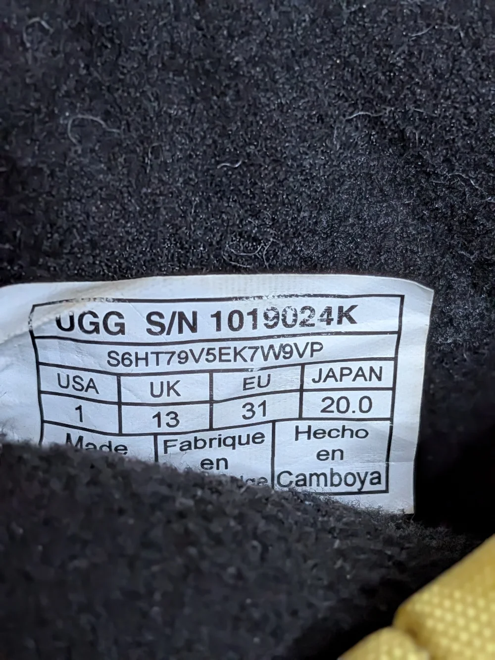 UGG Kids Black and Yellow Snow Boots Size 1